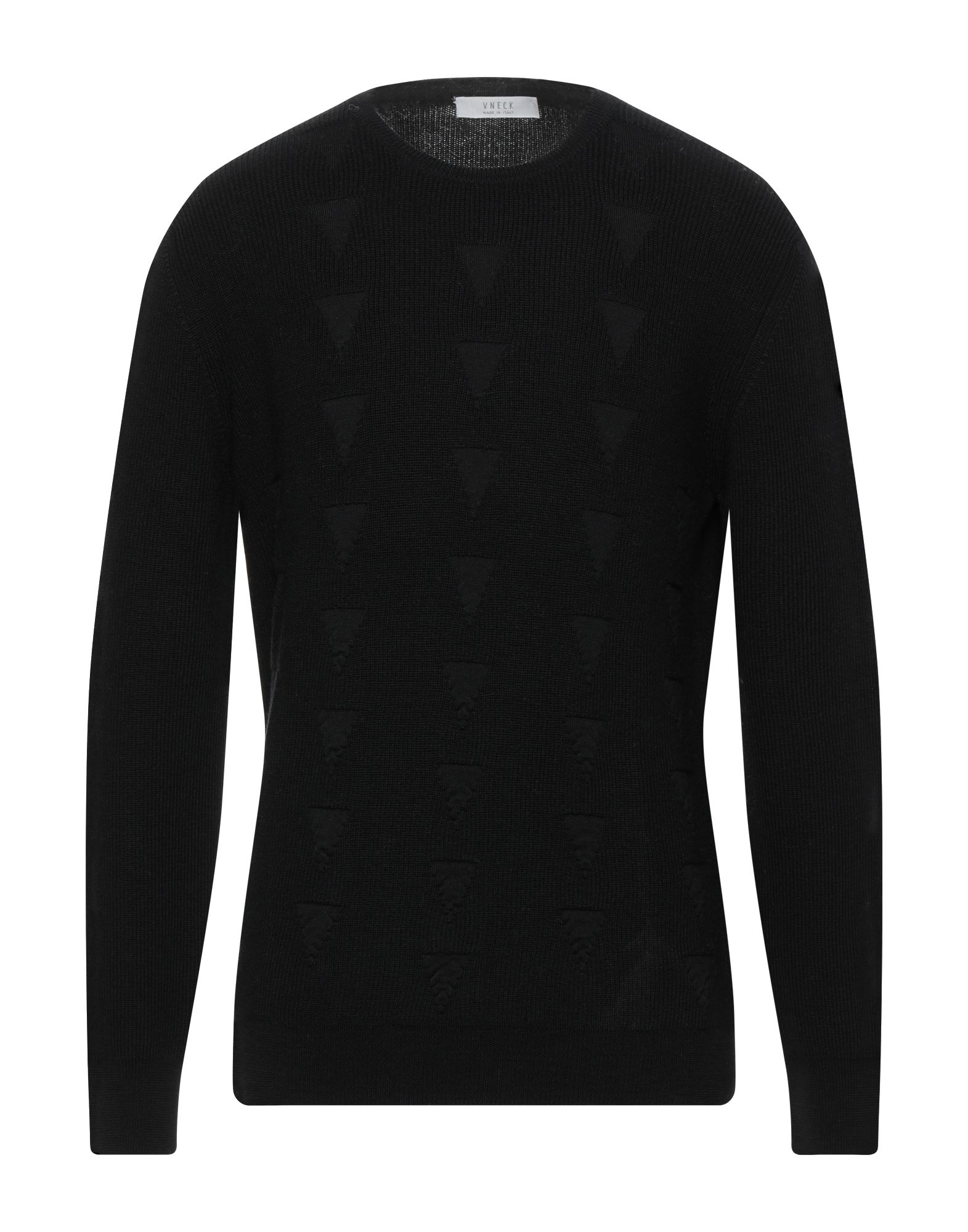 Vneck Man Sweater Black Size 46 Merino Wool In Black