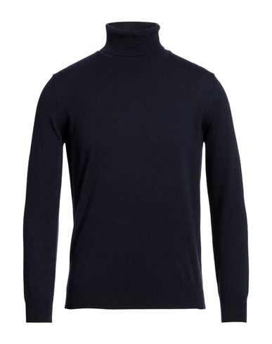 Kangra Cashmere Kangra Man Turtleneck Midnight Blue Size 46 Merino Wool, Silk, Cashmere In Blue