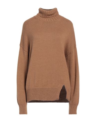 Alysi Woman Turtleneck Camel Size L Acrylic, Alpaca Wool, Merino Wool In Beige