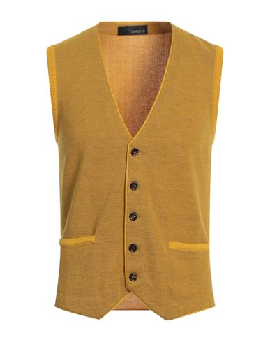 Lardini Man Cardigan Ocher Size 40 Cotton, Linen In Yellow