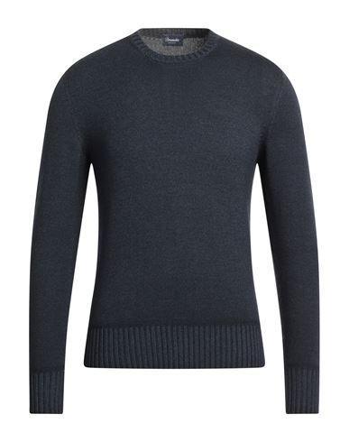 Drumohr Man Sweater Midnight Blue Size 36 Merino Wool