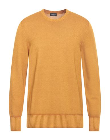 Drumohr Man Sweater Mandarin Size 46 Merino Wool In Orange