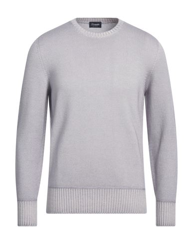 Drumohr Man Sweater Sky Blue Size 42 Merino Wool In Grey