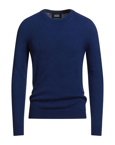 Alpha Studio Man Sweater Blue Size 36 Geelong Wool In Blue