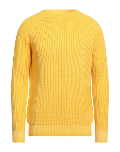 H953 Man Sweater Marigold Size 40 Merino Wool In Yellow