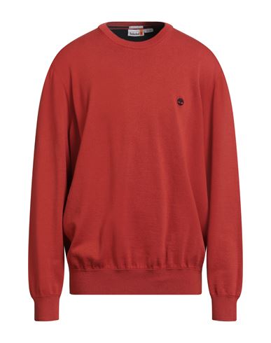 Timberland Man Sweater Rust Size Xxl Cotton In Red