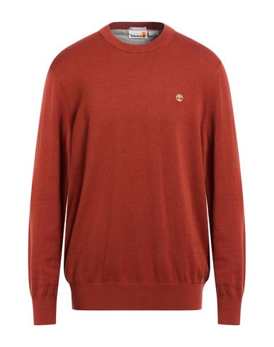 Timberland Man Sweater Rust Size Xxl Cotton In Red