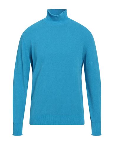 Kangra Man Turtleneck Azure Size 44 Merino Wool, Cotton, Modal, Elastane In Blue