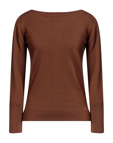 Alpha Studio Woman Sweater Brown Size 2 Merino Wool