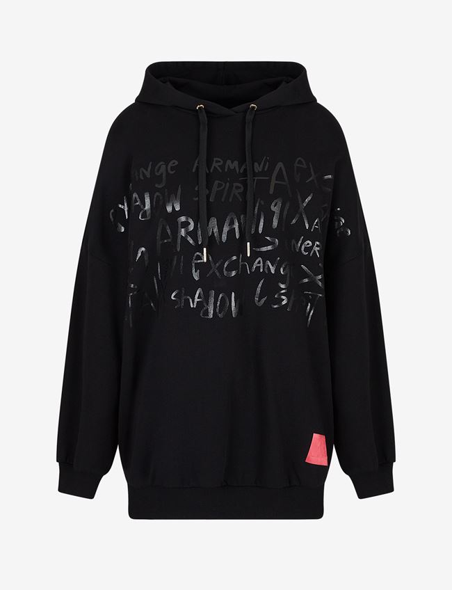Armani Exchange Felpa Con Cappuccio Nero Cotone