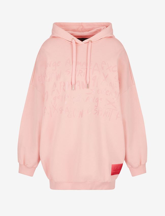 Armani Exchange Felpa Con Cappuccio Salmone Cotone