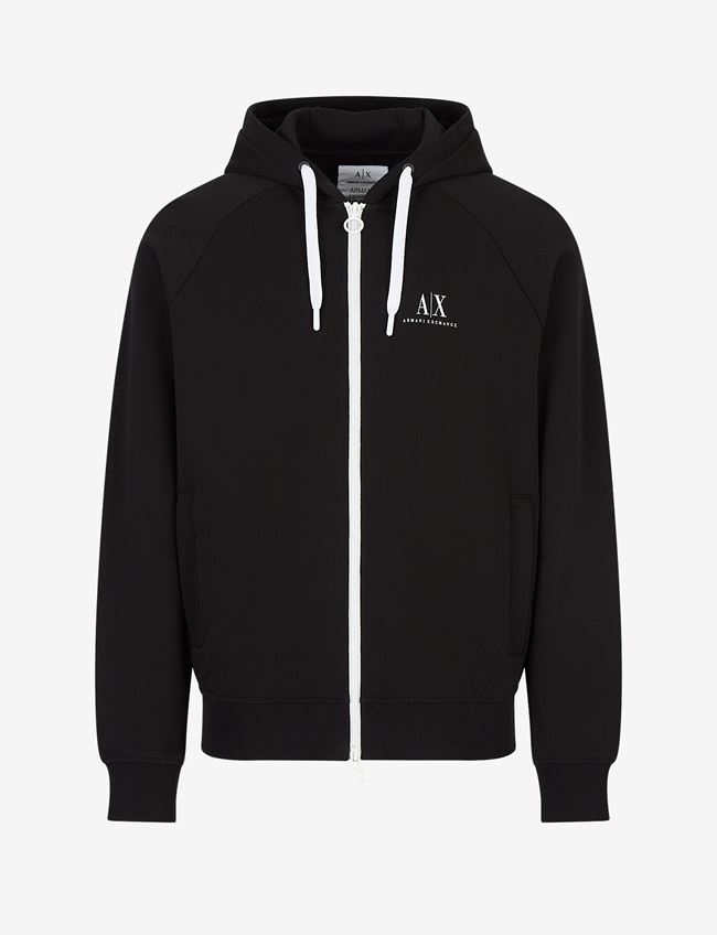 Armani Exchange Felpa Con Cappuccio Nero Cotone