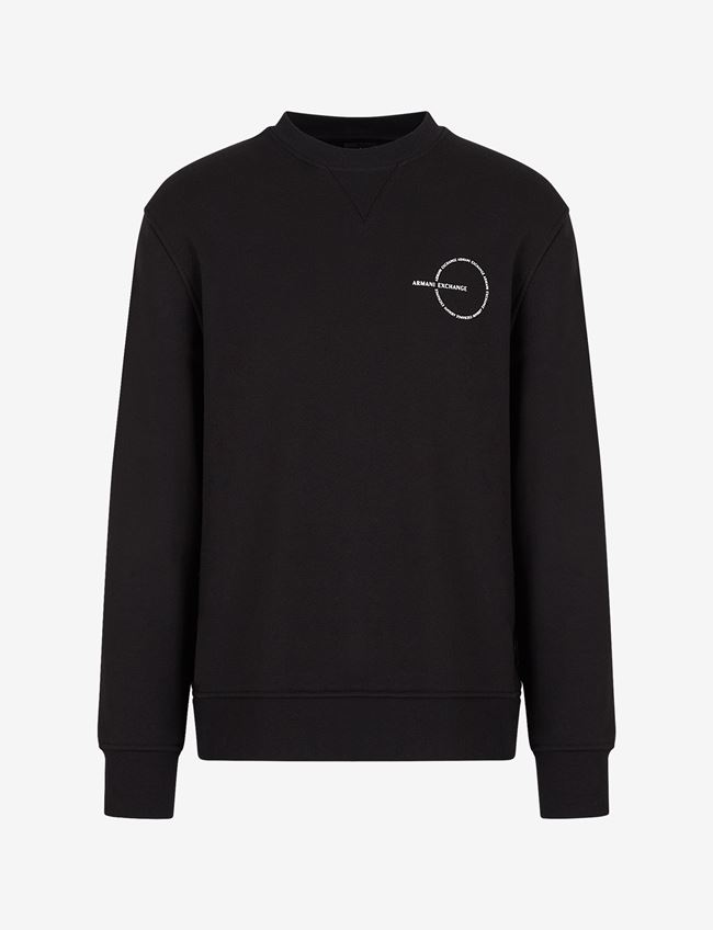 Armani Exchange Felpa Nero Cotone, Poliestere