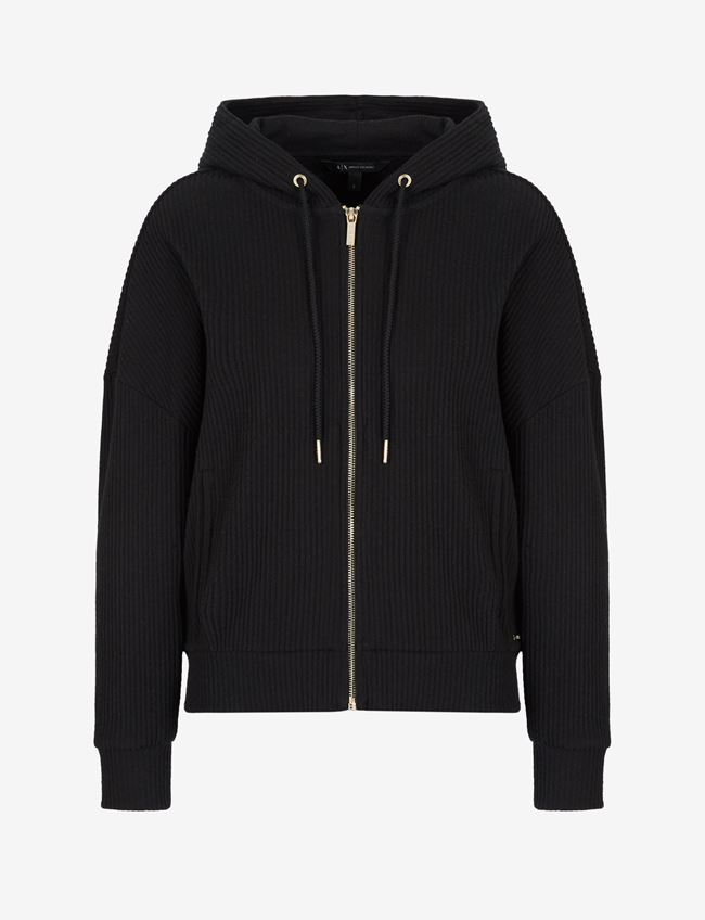 Armani Exchange Kapuzensweatshirt Schwarz Baumwolle, Polyester, Elastan