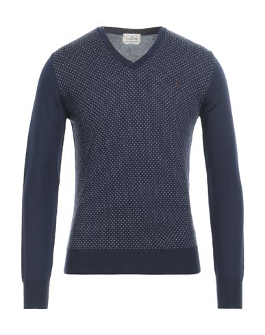 Brooksfield Man Sweater Midnight Blue Size 36 Virgin Wool
