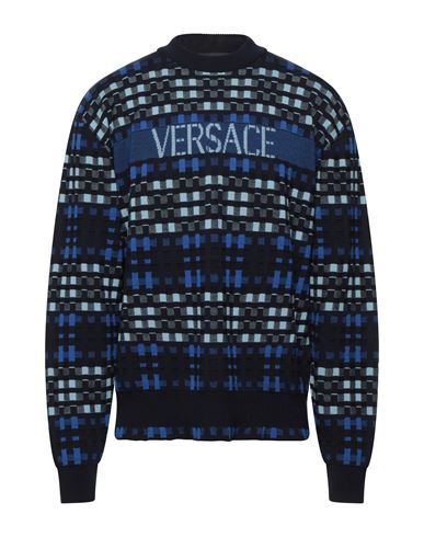 Versace Man Sweater Blue Size 40 Virgin Wool