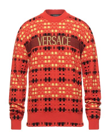 Versace Man Sweater Orange Size 44 Virgin Wool