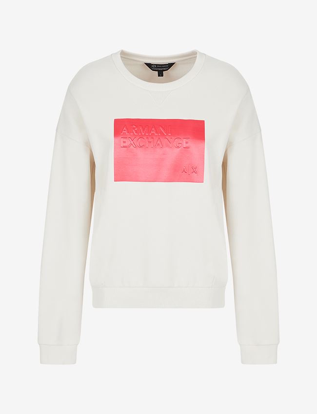 Armani Exchange Felpa Bianco Cotone, Poliestere