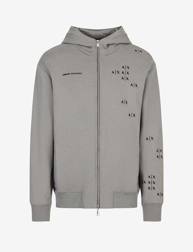 Armani Exchange Felpa Con Cappuccio Grigio Cotone