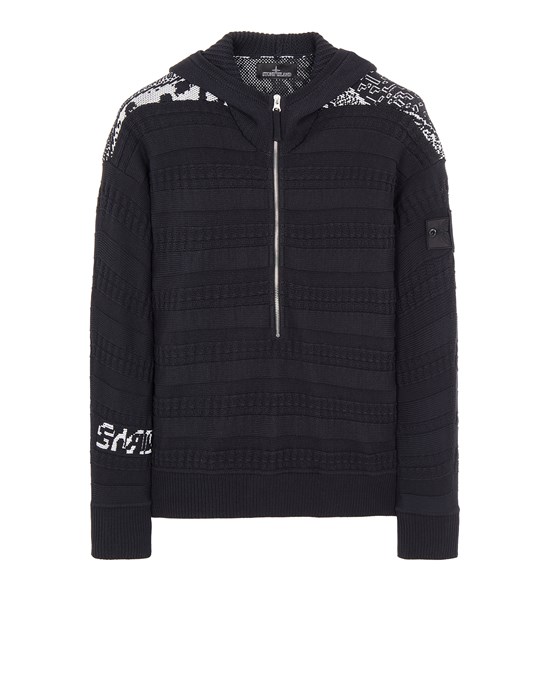 STONE ISLAND SHADOW PROJECT 5151T FAIR ISLE ARAN HOODED ¾ ZIP KNIT _CHAPTER 1 Tricot Homme Noir