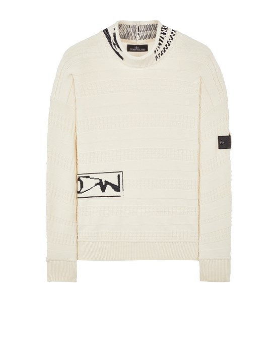 STONE ISLAND SHADOW PROJECT 5091T FAIR ISLE ARAN MOCK NECK KNIT_CHAPTER 1 Jersey Hombre Blanco natural
