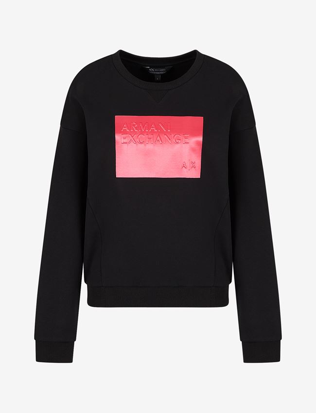 Armani Exchange Felpa Nero Cotone, Poliestere