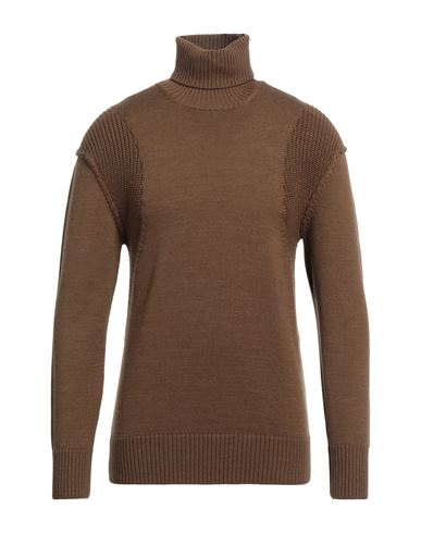 Paolo Pecora Man Turtleneck Brown Size Xxl Virgin Wool In Brown