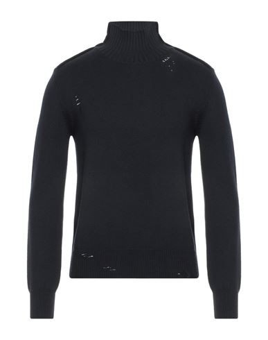 Paolo Pecora Man Turtleneck Midnight Blue Size M Virgin Wool In Black