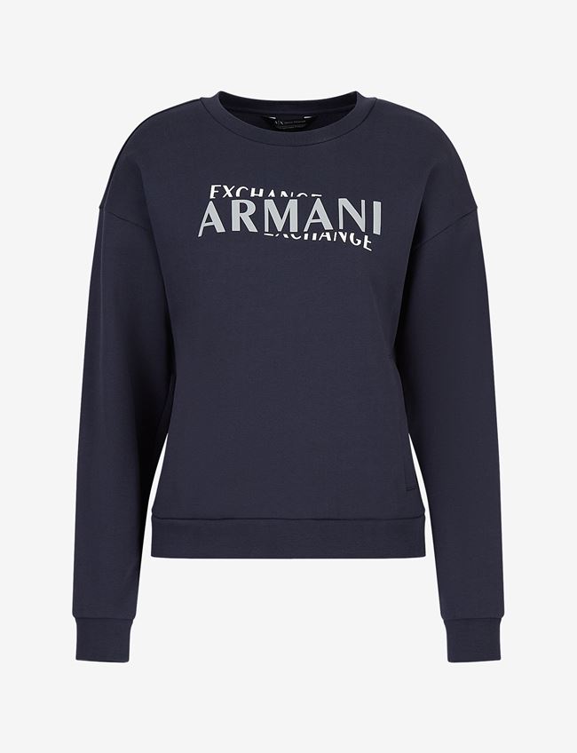 Armani Exchange Felpa Blu Cotone
