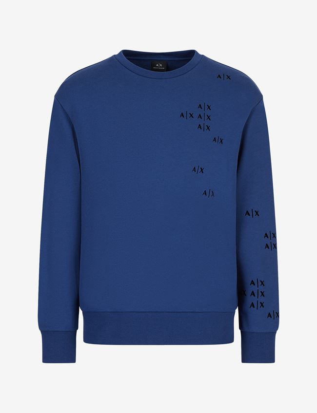 Armani Exchange Felpa Blu Cotone