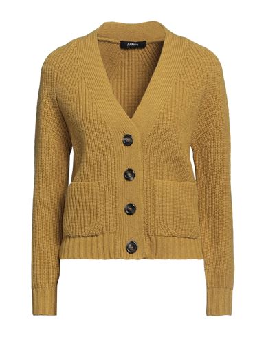 Alpha Studio Woman Cardigan Mustard Size 8 Wool, Alpaca Wool, Polyamide In Yellow