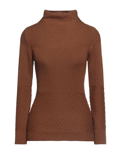 Alpha Studio Woman Turtleneck Brown Size 10 Merino Wool