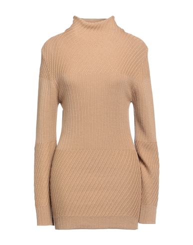 Alpha Studio Woman Turtleneck Camel Size 10 Merino Wool In Beige