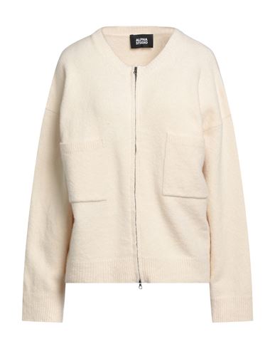 Alpha Studio Woman Cardigan Ivory Size 2 Merino Wool, Polyamide, Cashmere, Elastane In White