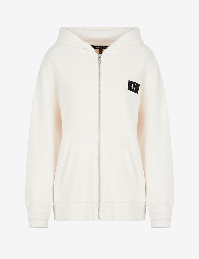 Armani Exchange Kapuzensweatshirt Elfenbein Baumwolle
