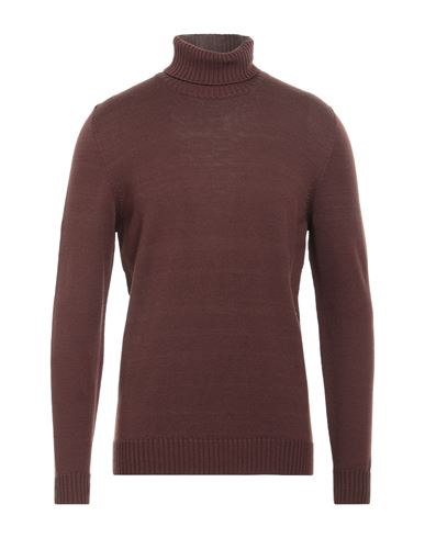Drumohr Man Turtleneck Chocolate Brown Size 40 Merino Wool In Brown