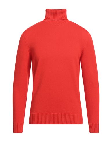 Drumohr Man Turtleneck Tomato Red Size 42 Merino Wool In Tomato Red