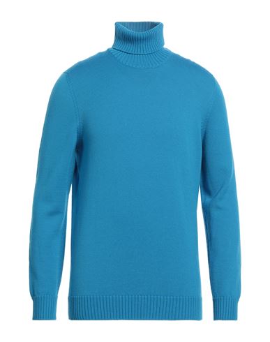 Drumohr Man Turtleneck Azure Size 44 Merino Wool In Blue