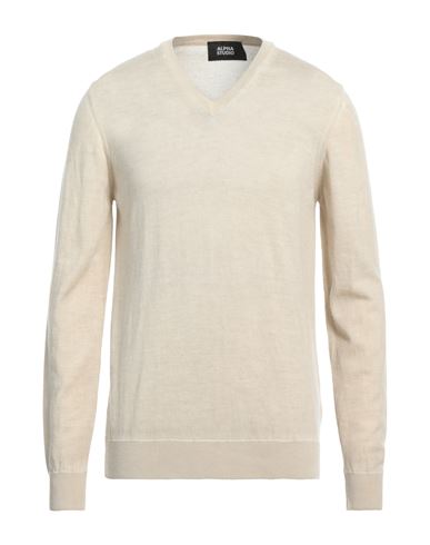 Alpha Studio Man Sweater Beige Size 40 Merino Wool