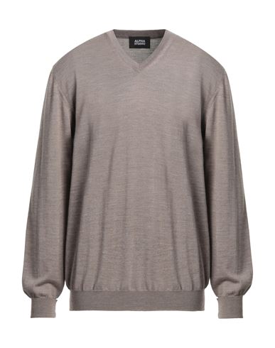 Shop Alpha Studio Man Sweater Dove Grey Size 44 Merino Wool