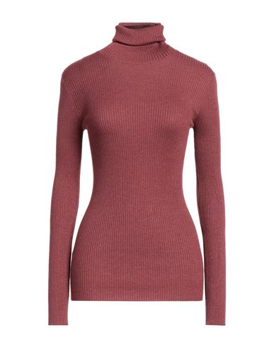 Brunello Cucinelli Woman Turtleneck Burgundy Size M Cashmere, Silk, Polyamide, Metallic Polyester In Red