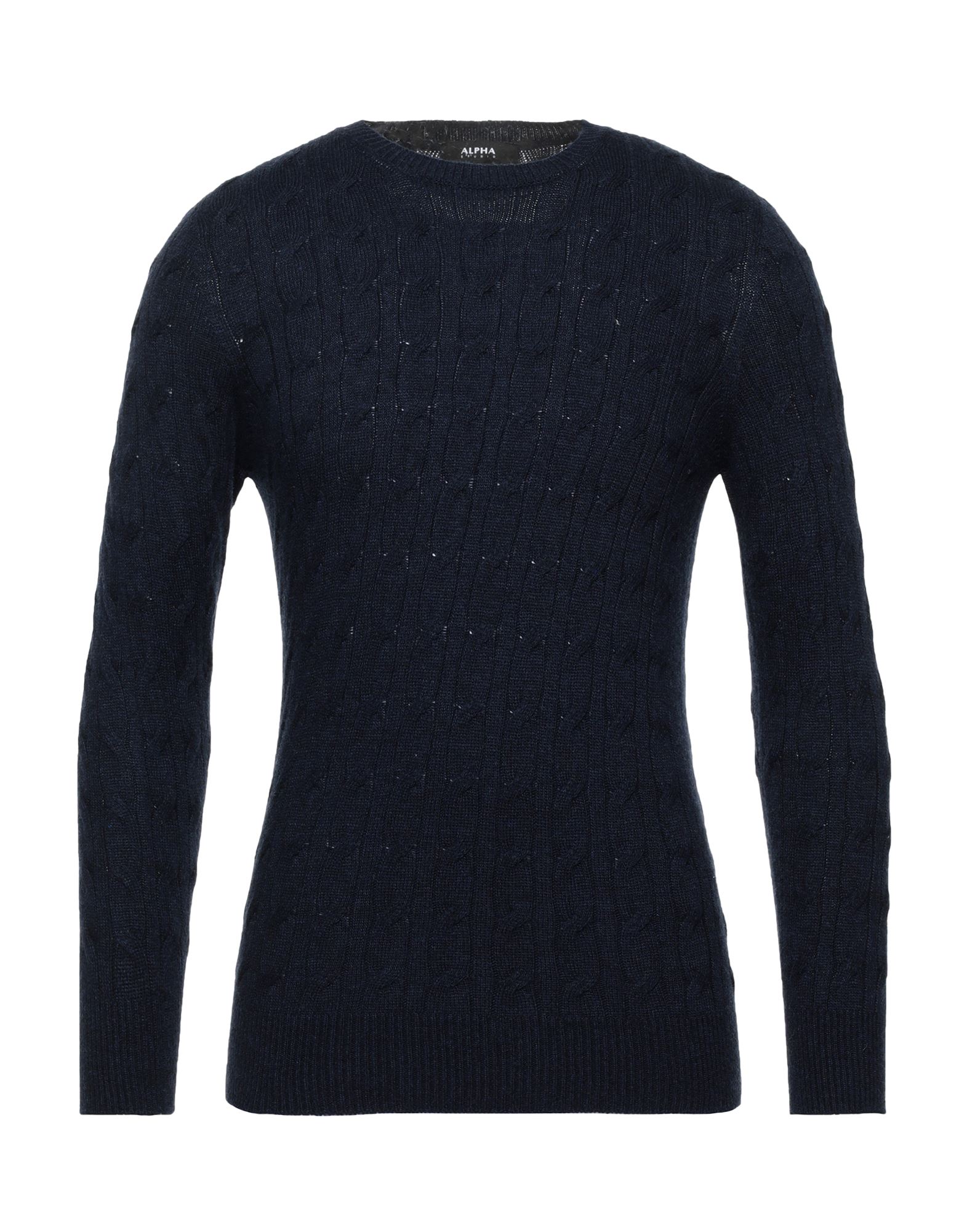 Shop Alpha Studio Man Sweater Midnight Blue Size L Viscose, Nylon, Wool, Cashmere, Polyester