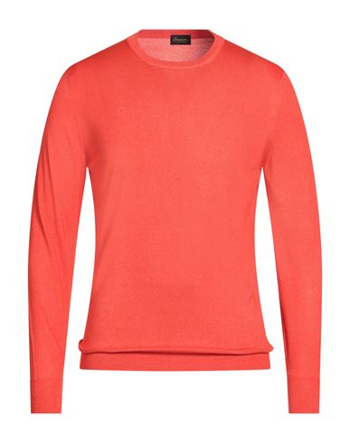 Drumohr Man Sweater Tomato Red Size 46 Super 140s Wool In Red