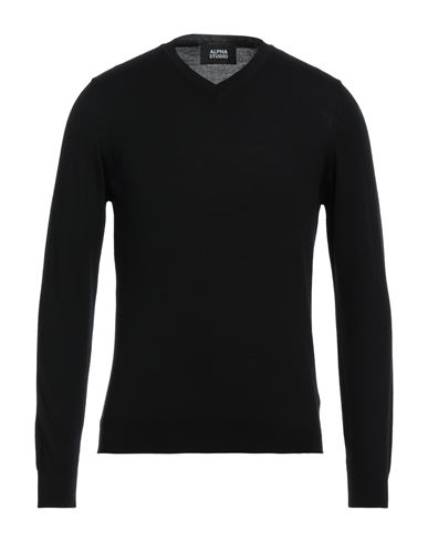 Alpha Studio Man Sweater Black Size 38 Merino Wool