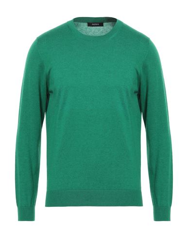 Alpha Studio Man Sweater Emerald Green Size 40 Cotton, Cashmere