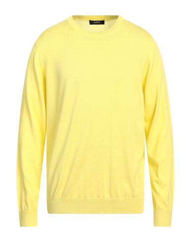 Alpha Studio Man Sweater Yellow Size 42 Cotton, Cashmere
