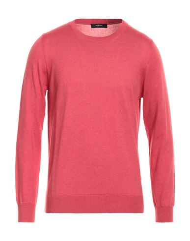 Alpha Studio Man Sweater Coral Size 44 Cotton, Cashmere In Red
