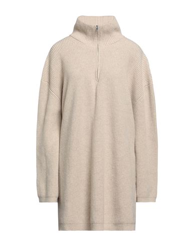 Erika Cavallini Woman Turtleneck Beige Size Xl Wool, Polyamide