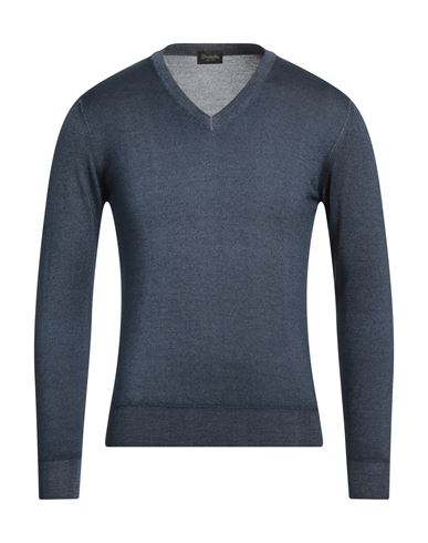 Drumohr Man Sweater Slate Blue Size 36 Cashmere, Silk