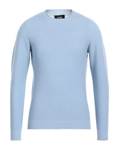 Alpha Studio Man Sweater Sky Blue Size 40 Wool, Cashmere